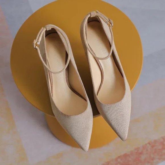 One word with high heels, fluffy professional single shoes - Picture 4 of 6